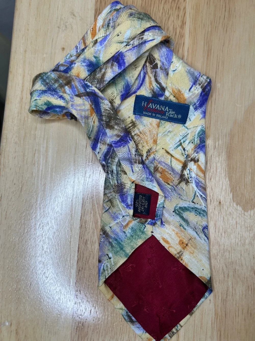 ‼️RARE‼️ Havana Fashion Abstract Pattern Multicolor Tie Viscose MADE in IRELAND!